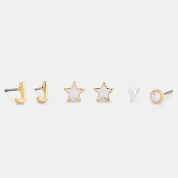 NWT Coach J Initial Stud Earrings Set - Picture 14 of 15